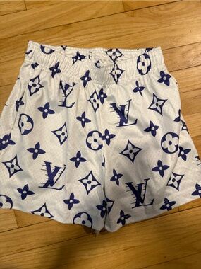 Bravest Studios White Shorts with Navy Logo Print